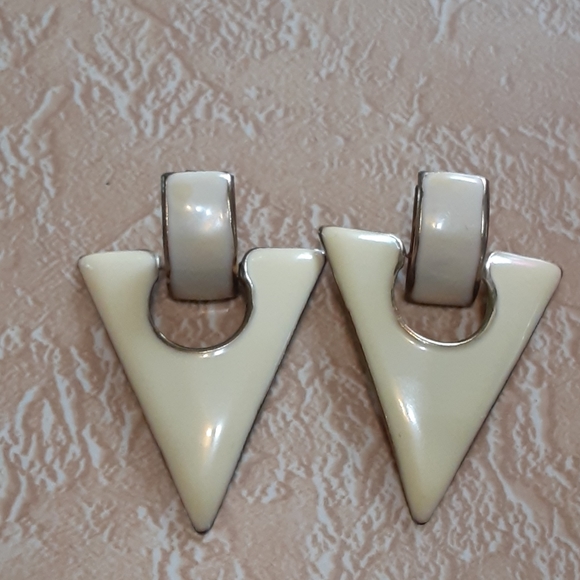 3 pairs Art Deco New Wave Modernist earrings - Picture 2 of 5